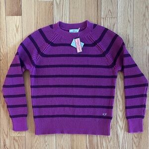 Vineyard Vines Purple and Dark Purple Striped Crewneck Sweater